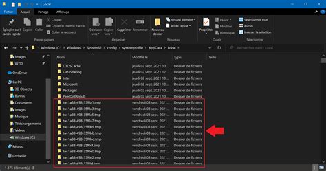 Création de dossiers temporaires dans System32 Windows 11 Le