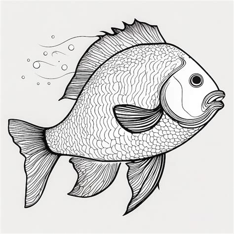 Premium AI Image | fish line art drawing