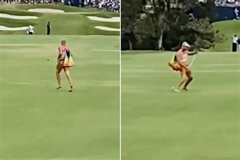 Streaker Runs Onto Us Open Course And Hits Balls In Crazy Video