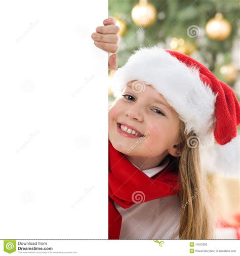 Belle Jeune Fille Blonde Dans Le Chapeau De Santa Image Stock Image