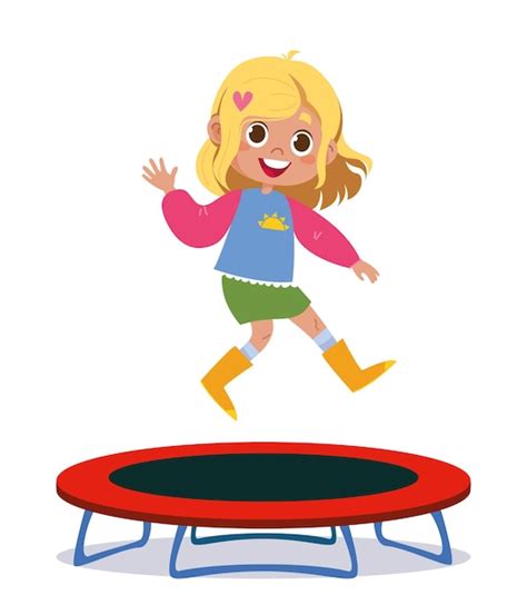 Cool Girl Sautant Sur Un Trampoline Amusant à L attraction Illustration