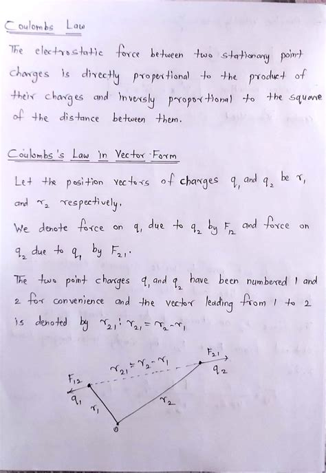 State coulomb's law of electrostatic force in vector form - Science ...