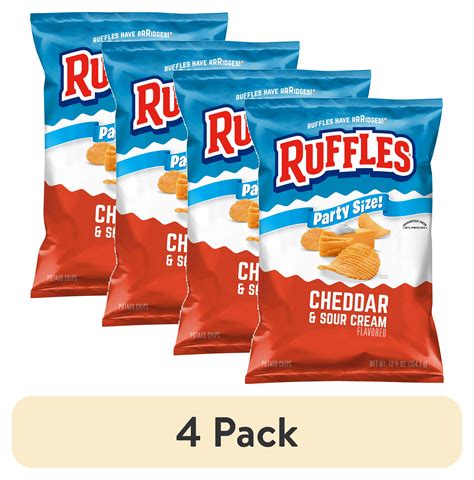 4 Pack Ruffles Cheddar And Sour Cream Potato Snack Chips Party Size 12