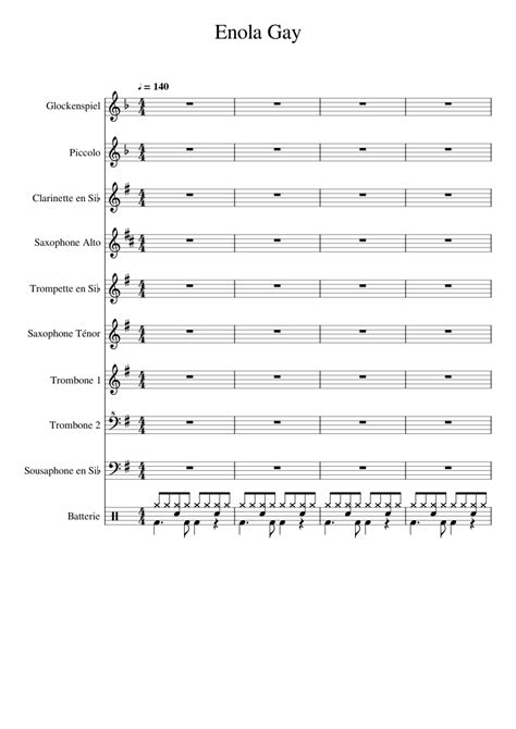 Enola Gay Sheet Music For Trombone Flute Piccolo Clarinet In B Flat