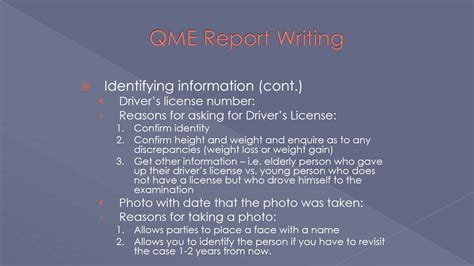 Qme Report Writing Proper Report Formatting Perry J Carpenter Dc Qme