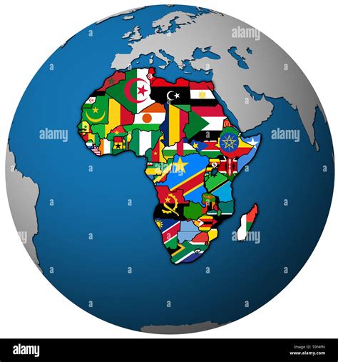 globe map with political map of african union member countries with ...