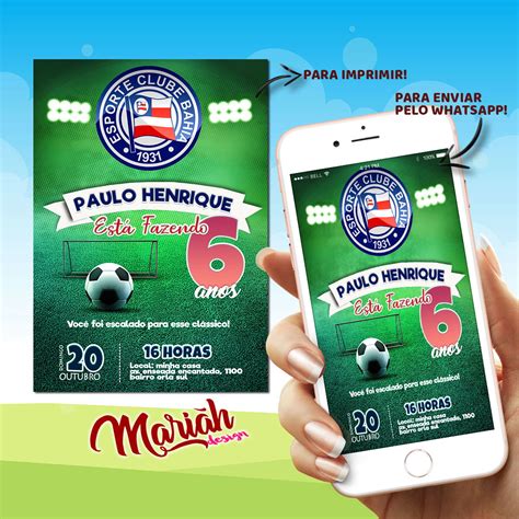 Convite Aniversário Futebol Bahia no Elo7 Lua Mariáh Design 18708BE