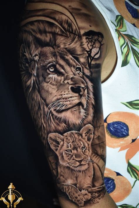 Lioness And Cub Tattoo Lioness And Cubs Lion Head Tattoos Tatoos