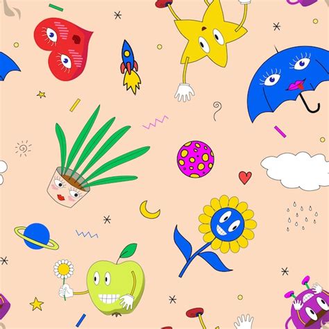 Premium Vector Vector Image Seamless Pattern With Funny Cartoon