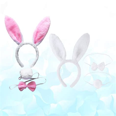 6 Pcs Bandeau Oreilles Lapin Déguisement Et Queue Accessoire Fete