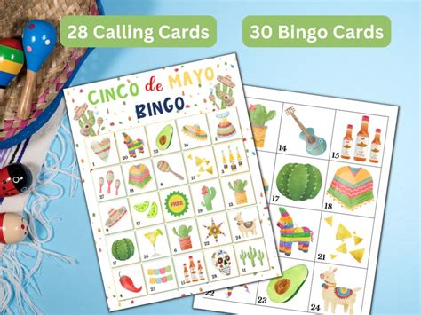 Cinco De Mayo Bingo Game Printable 30 Fiesta Bingo Cards Etsy