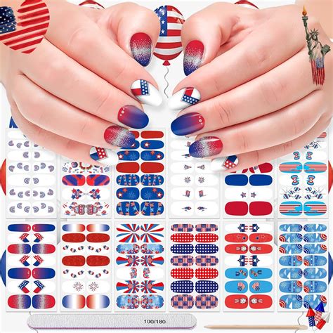 Amazon DANNEASY 12 Sheets Independence Day Nail Wraps 4th Of July