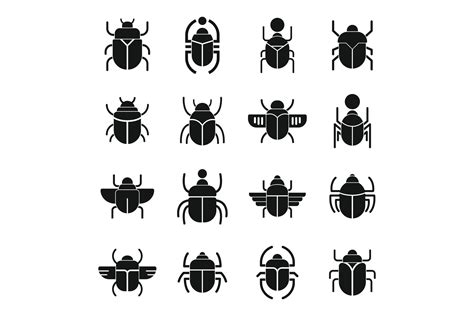 Scarab Beetle Icons Set Simple Style Graphic By Anatolir56 Creative