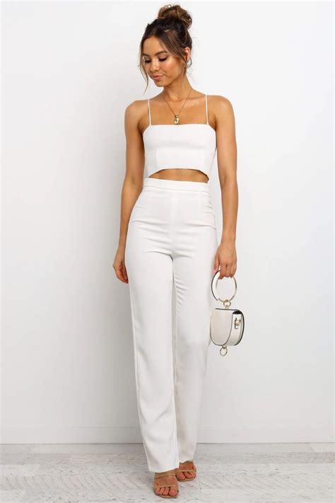 Two Piece Outfits Pants Classy White 2 Piece Outfit 2 Piece Pants