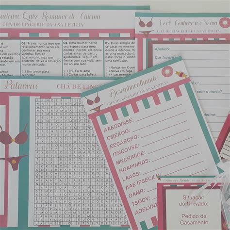 Kit de Brincadeiras Chá de Lingerie Candy Colors Elo7