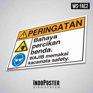 Jual Safety Sign Rambu K3 PVC ANSI Bahaya Percikan Benda Wajib Memakai