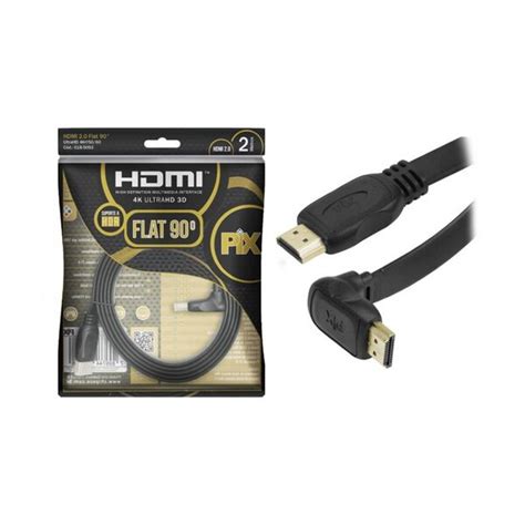 Cabo Hdmi Macho 2 0 3d 4k Hdr Flat 90 Graus 2 0m Pix 018 5092 Leroy