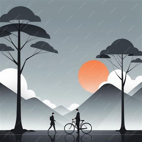 Premium AI Image | silhouette of mountain with bicycle on sunset ...