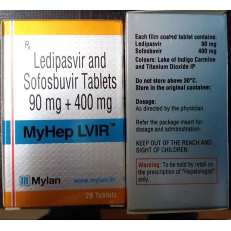 Myhep LVIR Ledipasvir And Sofosbuvir Tablets Packaging Type Box At Rs