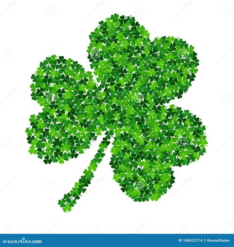 Vector Shamrock Made Of Small Shamrocks On White Background Stock