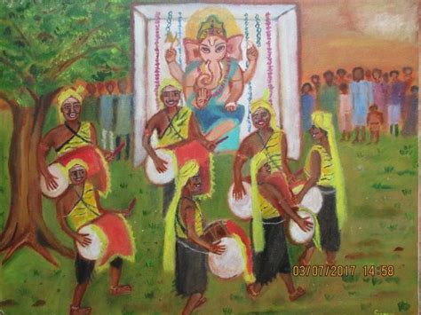 Dollu Kunitha- Dance Form Painting | Painting, Art drawings beautiful ...