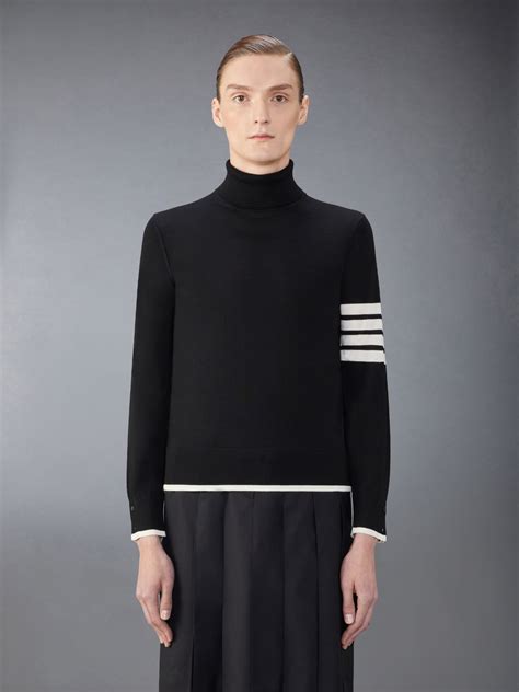 Fine Merino Wool Bar Relaxed Fit Turtle Neck Thom Browne