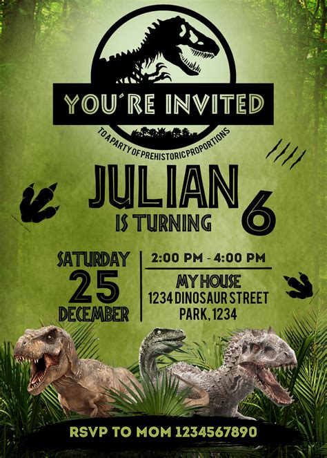 Jurassic World Birthday Invitation Jurassic World Party Etsy