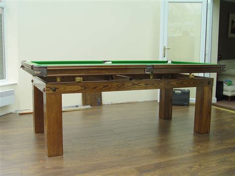 Ft Dark Oak Snooker Dining Table With Green Cloth Cover