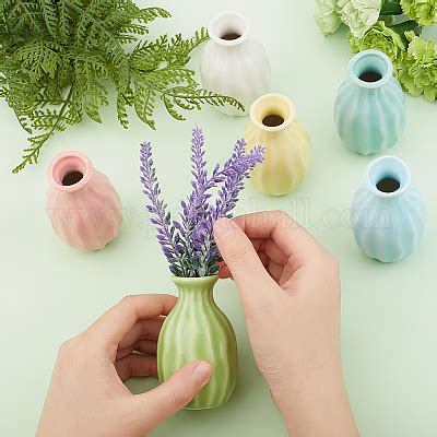 Wholesale Nbeads 6Pcs 6 Colors Mini Ceramic Floral Vases For Home Decor