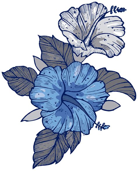 Big blue and white flowers wall decal - TenStickers