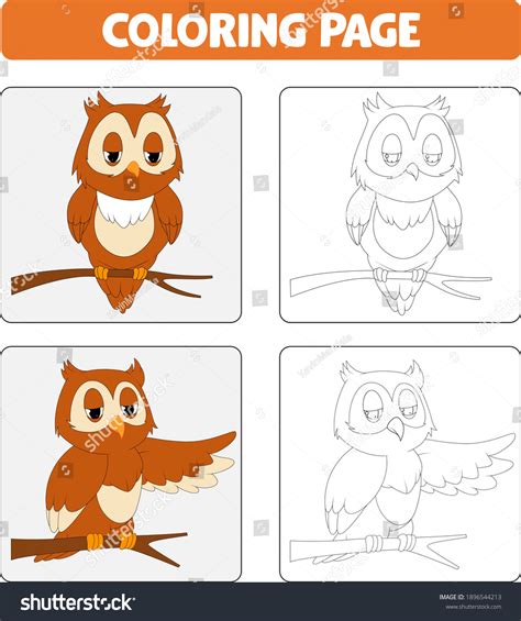 Coloring Book Pages Owl Cartoon Illustration Stock Vector (Royalty Free ...