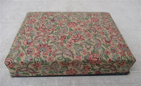 Ancienne Superbe Boite Tissu Carton Mercerie Couture Fleurs D Co Eur