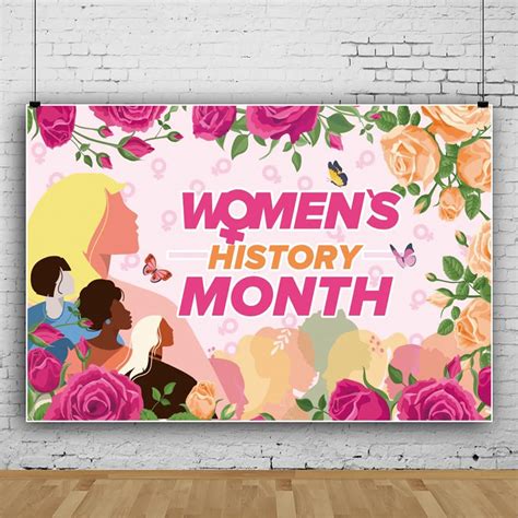 Buy Womens History Month Backdrop Female International Womens Day Backdrop Rose Butterfly Pink