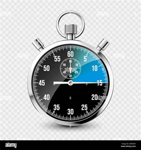 Realistic classic stopwatch. Shiny metal chronometer, time counter with ...