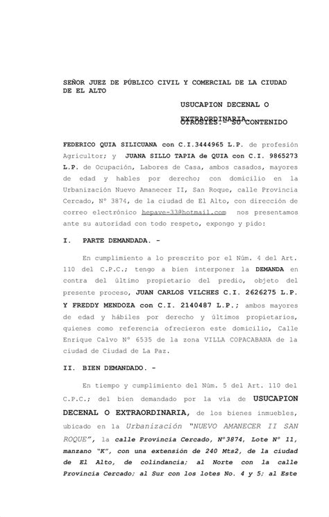 Introducir 109 Imagen Modelo De Demanda De Usucapion Abzlocal Mx