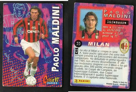 Calcio Card Supercampioni N Paolo Maldini Milan Ed Panini Eur