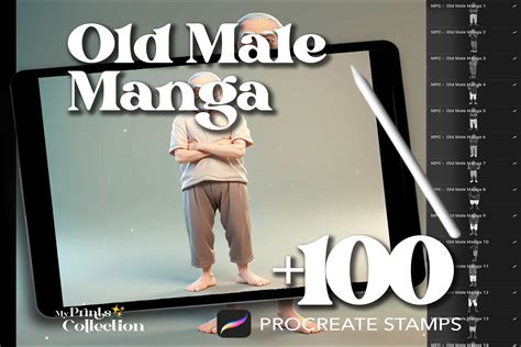 100 Procreate Old Male Manga Stamps Graphic By Myprintscollection