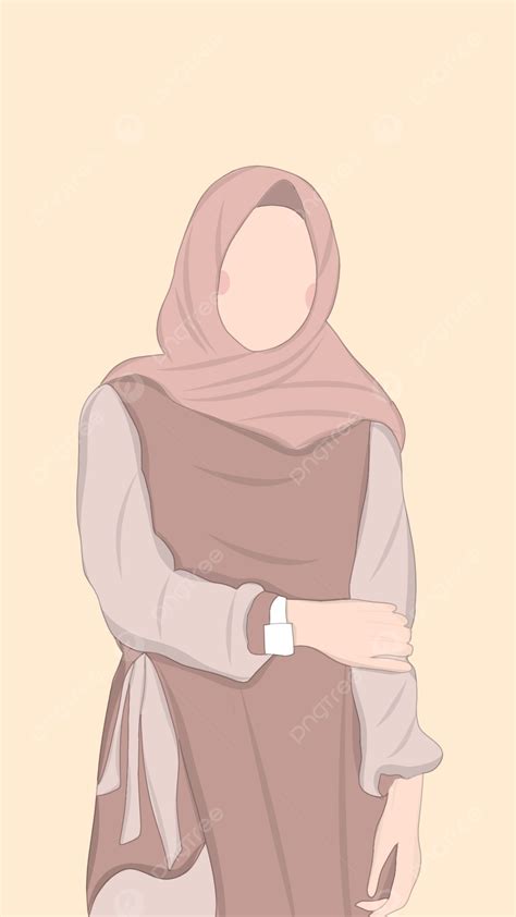 Muslimah Cartoon Background Wallpaper With Hijab Wallpaper Image For