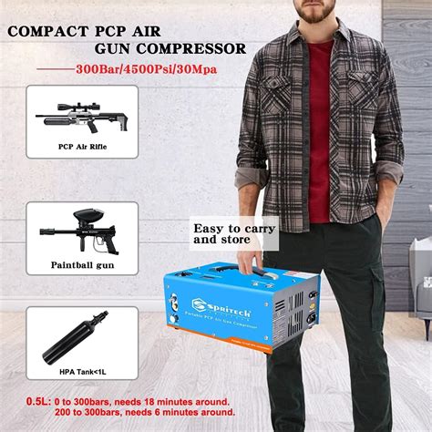 Spritech Compresor de aire PCP apagado automático de 4500 Psi30 Mpa