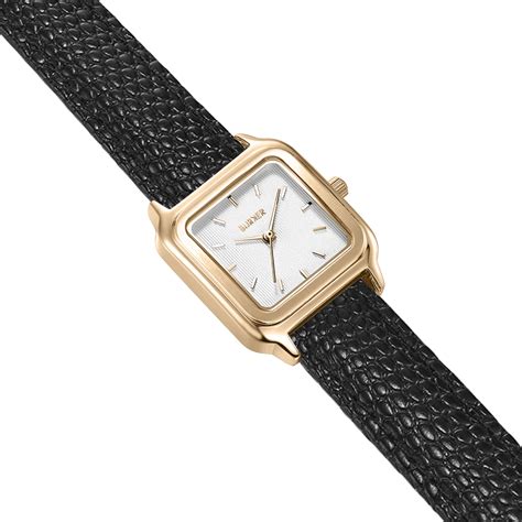 Macy Gold Black Leather – Burker Watches