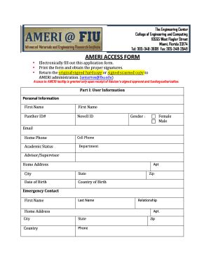 Fillable Online Ameri Fiu Ameri Access Form Ameri Fiu Florida