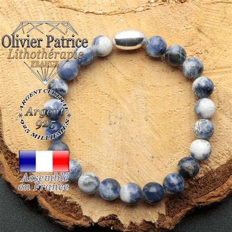 Bracelet En Pierre De Sodalite Naturelle Avec Son Appr T Olive En