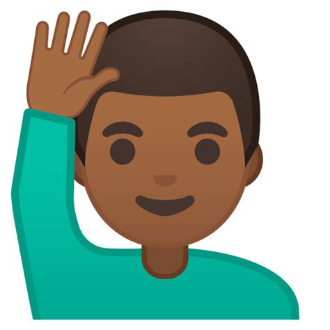 Man Raising Hand Medium Dark Skin Tone Icon Noto Emoji People