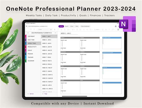 Planner for Professionals Onenote template to take your productivity & professional tasks up a ...