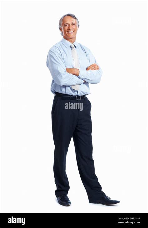 Mature Business Man Standing With Arms Crossed Full Length Of Handsome