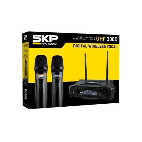 Microfone SKP Sem Fio Digital Duplo UHF 300 D