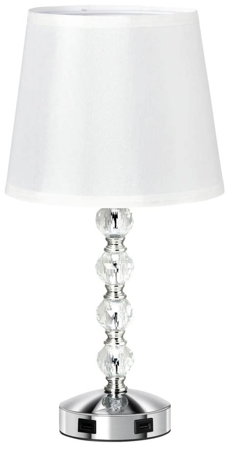 Lampa De Masa Moderna Homcom Cu Cristale E Mufe Usb Lampa De Birou Si