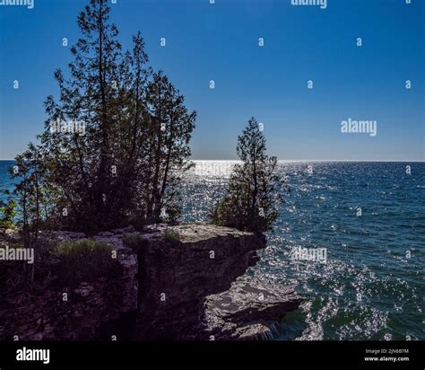 Sparkling Water At Cave Point County Park On Lake Michigan In Door