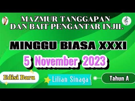 Mazmur Tanggapan 5 November 2023 Minggu Biasa XXXI Edisi Baru Tahun A