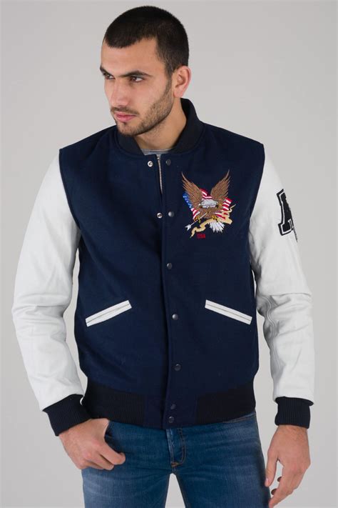 Chaqueta Hombre American College Ref Navy White City Piel Es